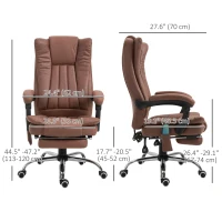 Vinsetto Office Chair 6-point Vibration Massage Chair Micro Fiber Recliner with Retractable Footrest Brown(m-3)