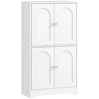 HOMCOM 43" Kitchen Pantry Cabinet, Freestanding Modern Storage Cabinet with 4 Arched Doors and 2 Adjustable Shelves, White(m-2)
