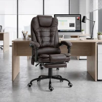 Vinsetto 7-Point Vibrating Massage Chair, Reclining Office Chair with Footrest, Reclining Back, Adjustable Height, Brown(m-8)