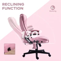 Vinsetto Reclining Massage Office Chair, Executive Office Chair with High Back, Swivel Wheels, Pink(m-7)