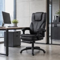 Vinsetto Office Chair High Back 6-Point Vibration Massage Reclining 360° Swivel Height Adjustable with Retractable Footrest(m-1)