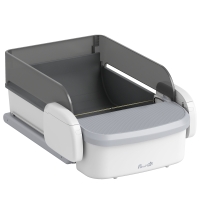 PawHut Self Cleaning Cat Litter Box, Automatic Litter Box with App Control, Open-Top, 10L Waste Bin, Gray