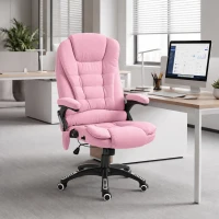 Vinsetto 6 Point Vibrating Massage Office Chair High Back Executive Chair with Reclining Back, Swivel Wheels, Pink(m-8)