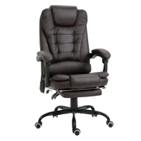 Vinsetto 7-Point Vibrating Massage Chair, Reclining Office Chair with Footrest, Reclining Back, Adjustable Height, Brown(m-11)