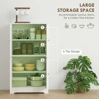 HOMCOM 43" Kitchen Pantry Cabinet, Freestanding Modern Storage Cabinet with 4 Arched Doors and 2 Adjustable Shelves, White(m-5)