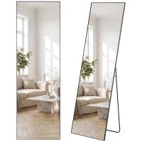 HOMCOM 64"x20" Full Length Mirror, Tempered Glass Floor Mirror with Stand, Standing, Hanging or Leaning Against Wall, Black(m-11)