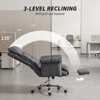 HOMCOM Desk Chair, Computer Office Chair with Footrest, Adjustable Backrest and Headrest, Dark Grey(m-6)