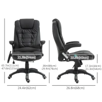 HOMCOM Executive Massage Chairs Heated High Back Reclining Office Chair Swivel Leather Adjustable Vibrating Furniture Black(m-3)