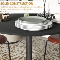 HOMCOM Folding Dining Table, Round Drop Leaf Kitchen Table for Small Spaces with Wood Legs, Distressed Black(m-6)