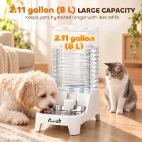 PawHut 8L Automatic Dog Water Dispenser, Gravity Pet Waterer w/ Patented Faucet, Stainless Steel Bowl, Large Capacity(m-4)
