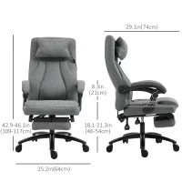 Vinsetto High-Back Massage Office Chair, Swivel Reclining Chair with 2-Point Vibration Removable Headrest, USB Power and Adjustable Height, Grey(m-3)