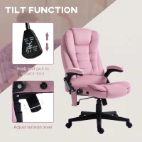Vinsetto Reclining Massage Office Chair, Executive Office Chair with High Back, Swivel Wheels, Pink(m-6)