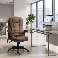 Vinsetto Reclining Massage Office Chair, Executive Office Chair with High Back, Swivel Wheels, Brown(m-1)