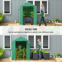 Outsunny Greenhouse with Raised Garden Bed, Galvanized Steel Outdoor Greenhouse with Roll Up Door, 56" x 56" x 75", Dark Gray(m-4)