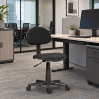 HOMCOM Small Desk Chair, Armless Office Chair with Adjustable Height, 360° Swivel Wheels, Low Back for Small Spaces, Black