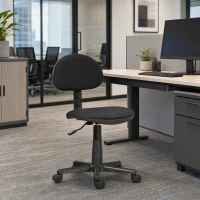 HOMCOM Small Desk Chair, Armless Office Chair with Adjustable Height, 360° Swivel Wheels, Low Back for Small Spaces, Black(m-1)