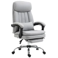 Vinsetto High Back Office Chair, Microfibre Computer Desk Chair with Lumbar Support Pillow, Foot Rest, Reclining Back, Arm, Grey(m-2)