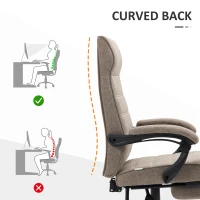 Vinsetto Office Chair, Linen High Back Computer Desk Chair, Swivel Recliner with Adjustable Height, Footrest and Padded Armrest, Brown(m-9)
