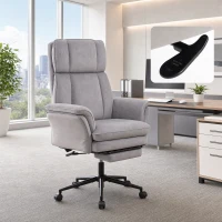 HOMCOM wide-seat Office Chair with Footrest, 396 lbs Reclining Computer Desk Chair with High Back, Flip-up Armrests, Grey(m-7)