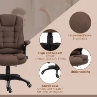 Vinsetto Reclining Massage Office Chair, Executive Office Chair with High Back, Swivel Wheels, Brown(m-11)
