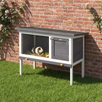 PawHut Wooden Rabbit Hutch, Guinea Pig Hutch with Asphalt Roof, Outdoor Elevated Bunny House for Rabbits, Chinchillas(m-9)