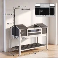 PawHut Tortoise Enclosure Tortoise House with Adjustable Lamp Holder Storage Shelf, Dual Main Houses, Openable Lid, Gray(m-3)