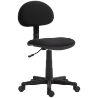 HOMCOM Small Desk Chair, Armless Office Chair with Adjustable Height, 360° Swivel Wheels, Low Back for Small Spaces, Black(m-2)