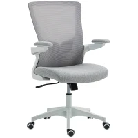 HOMCOM Ergonomic Office Chair, Swivel Desk Chair with Adjustable Lumbar Support and Height, Flip-up Armrests, Wheels, Grey(m-2)