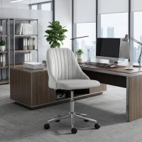Vinsetto Velvet Office Chair with Adjustable Height, Swivel Wheels for Office, Cream(m-1)