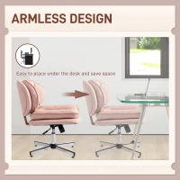 HOMCOM Armless Office Chair, Armless Wide Office Chair with Leathaire Upholstery, Tilting, No Wheels, Pink(m-5)