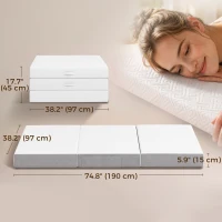 HOMCOM Foldable Mattress Twin Size, 6 Inch Tri Fold Memory Foam Mattress with Washable Cover & Non-Slip Bottom, 75" x 38" x6"(m-3)