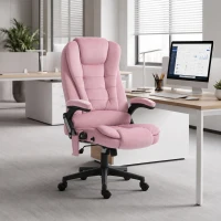Vinsetto Reclining Massage Office Chair, Executive Office Chair with High Back, Swivel Wheels, Pink(m-8)