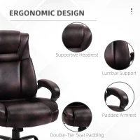 Vinsetto PU Leather Executive Office Chair with High Back, Adjustable Height and Swivel Wheels, 400LBS Capacity, Brown(m-7)