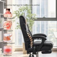 Vinsetto 6 Point Vibration Massage Office Chair, PU Leather Heated Reclining Computer Chair with Footrest, Black(m-5)