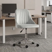 Vinsetto Velvet Office Chair with Adjustable Height, Swivel Wheels for Office, Cream(m-8)