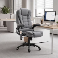 Vinsetto Executive Office Chair, High Back Ergonomic Chair with 6-Point Vibration, 130° Reclining Back, Adjustable Height, Grey(m-8)