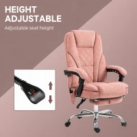 Vinsetto Massage Office Chair, Reclining Computer Chair with Adjustable Height and Footrest, Pink(m-5)