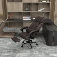 Vinsetto 6-Point Vibration Massage Chair, Height Adjustable Reclining Computer Chair with Retractable Footrest, Brown(m-10)