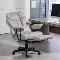 HOMCOM Big and Tall Office Chair with Foot Rest, 400LBS High Back Desk Chair with Padded Armrests, Lumbar Support, Grey(m-1)