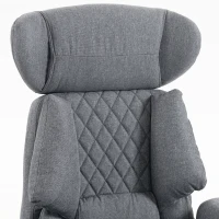 HOMCOM 495LBS Heavy Duty Office Chair with Footrest, Lumbar Support, Spring Cushion, Height Adjustable, Grey(m-10)