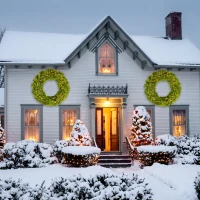 HOMCOM Christmas Decoration, 48 in Pre-Lit Norwegian Spruce Artificial Christmas Wreath with 150 LED Lights, Green(m-2)