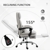 Vinsetto High Back Office Chair, Microfibre Computer Desk Chair with Lumbar Support Pillow, Foot Rest, Reclining Back, Arm, Light Grey(m-5)