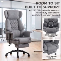 HOMCOM 495LBS Heavy Duty Office Chair with Footrest, Lumbar Support, Spring Cushion, Height Adjustable, Grey(m-4)