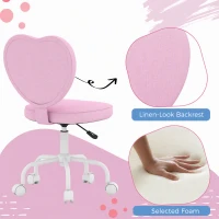 HOMCOM Heart Love Shaped Back Design Office Chair with Adjustable Height, Pink(m-4)