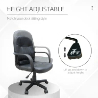 HOMCOM Desk Office Chair PU Leather Mid-Back Swivel Computer PC Adjustable Height Black(m-4)