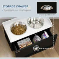 PawHut Pet Feeding Station Pet Dish Bowl Set with Storage, 2 Elevated Dog Bowls for Large Sized Dogs, White and Black(m-6)