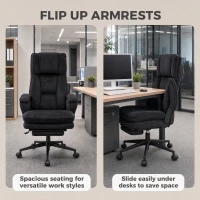 HOMCOM wide-seat Office Chair with Footrest, 396 lbs Reclining Computer Desk Chair with High Back, Flip-up Armrests, Black(m-5)