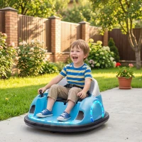 Qaba 12V Bumper Car for Toddlers, Ride On Car with 360 Degree Remote Control, Lights Music Horn, for 1.5-5 Years, Light Blue(m-1)