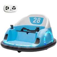 Qaba 12V Bumper Car for Toddlers, Ride On Car with 360 Degree Remote Control, Lights Music Horn, for 1.5-5 Years, Light Blue(m-2)