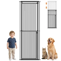 PawHut 44"-79" Extra Tall Pet Gate, Dog Gate with Two-Way Open, Narrow Bar Spacing, Pressure Mounted for Cats & Dogs, Black(m-11)